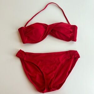 Mossimo Two Piece Red Bikini with Removable Top Strap | Size Small